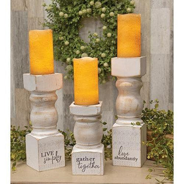 3 Set Wooden Pedestal Candle Holders - The Fox Decor